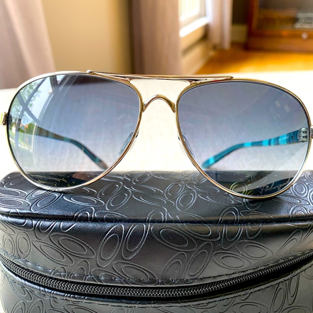 Oakley Feedback Polished Chrome Sunglasses-Blue